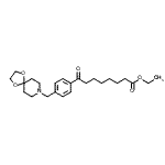 structure of CAS# 898782-16-6, Ethyl 8-[4-(1,4-dioxa-8-azaspiro[4.5]dec-8-ylmethyl)phenyl]-8-oxooctanoate;ethyl 8-[<wbr>4-[8-(1,4<wbr>-dioxa-8-<wbr>azaspiro[<wbr>4.5]decyl<wbr>)methyl]p<wbr>henyl]-8-<wbr>oxooctano<wbr>ate