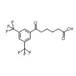 structure of CAS# 898788-10-8, 6-[3,5-Bis(trifluoromethyl)phenyl]-6-oxohexanoic acid;6-(3,5-ditrifluoromethylphenyl)-6-oxohexanoic acid