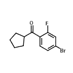 structure of CAS# 898791-68-9, (4-Bromo-2-fluorophenyl)(cyclopentyl)methanone;4-bromo-2-fluorophenyl cyclopentyl ketone
