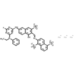 CAS#: 89923-44-4， Trisodium 2-{[6-({4-[ethyl(phenyl)amino]-6-fluoro-1,3,5-triazin-2-yl}amino)-1-hydroxy-3-sulfonato-2-naphthyl]diazenyl}-1,5-naphthalenedisulfonate