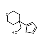 structure of CAS# 906352-94-1, [4-(2-Thienyl)tetrahydro-2H-pyran-4-yl]methanol;(4-(2-thienyl)-2H-3,4,5,6-tetrahydropyran-4-yl)methan-1-ol;(4-Thien-2-yltetrahydro-2H-pyran-4-yl)methanol;(4-Thien-2-yltetrahydropyran-4-yl)methanol