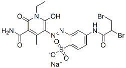 CAS#: 90677-62-6， Sodium 2-[[5-carbamoyl-1-ethyl-1,6-dihydro-2-hydroxy-4-methyl-6-oxo-3-pyridyl]azo]-4-[(2,3-dibromo-1-oxopropyl)amino]benzenesulphonate