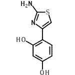 structure of CAS# 90850-44-5, 4-(2-Amino-1,3-thiazol-4-yl)-1,3-benzenediol;2-(2-Amino-thiazol-4-yl)-benzene-1,4-diol;4-(2-aminothiazol-4-yl)benzene-1,3-diol;4-(2-Amino-thiazol-4-yl)-benzene-1,3-diol