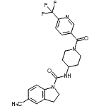 CAS#: 909662-28-8， 5-Methyl-N-(1-{[6-(trifluoromethyl)-3-pyridinyl]carbonyl}-4-piperidinyl)-1-indolinecarboxamide