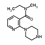 structure of CAS# 912761-62-7, N-Ethyl-N-methyl-2-(1-piperazinyl)nicotinamide;N-ethyl-N-methyl(2-piperazinyl(3-pyridyl))carboxamide;N-Ethyl-N-methyl-2-(1-piperazino)pyridine-3-carboxamide;n-ethyl-n-methyl-2-(1-piperazinyl)nicotinamide