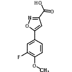 structure of CAS# 912763-96-3, 5-(3-Fluoro-4-methoxyphenyl)-1,2-oxazole-3-carboxylic acid;3-isoxazolecarboxylic acid, 5-(3-fluoro-4-methoxyphenyl);5-(3-fluoro-4-methoxyphenyl)-1,2-oxazole-3-carboxylic acid;5-(3-fluoro-4-methoxyphenyl)isoxazole-3-carboxylic acid