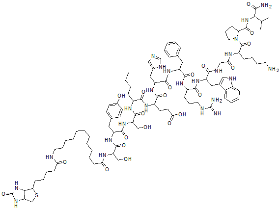 CAS#: 91311-00-1， 12-Biocytinyl-1-N(alpha)-dodecanoyl-seryl-4-norleucyl-7-phenylalanine-alpha-msh