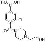 结构式 CAS# 913835-44-6, B-[4-[[4-(2-羟基乙基)-1-哌嗪基]羰基]苯基]-硼酸盐酸盐(1:1)