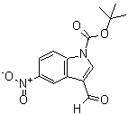 结构式 CAS# 914349-06-7, 3-甲酰基-5-硝基-1H-吲哚-1-羧酸叔丁酯