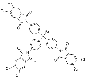 structure of CAS# 91898-93-0, 2,2',2''-[(Bromomethylidyne)Tri-4,1-Phenylene]Tris[5,6-Dichloro-1H-Isoindole-1,3(2H)-Dione;4,4',4'-TRIS(4,5-DICHLOROPHTHALIMIDO)TRITYL BROMIDE [PROTECTING REAGENT FOR PRIMARY ALCOHOL];P,P',P''-(BROMOMETHYLIDYNE)TRIS(4,5-DICHLORO-N-PHENYLPHTHALIMIDE);REF DUPL: 4,4',4''-Tris(4,5-Dichlorophthalimido)Trityl Bromide