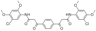 structure of CAS# 92-21-7, alpha,alpha'-Terephthaloylbis-5-chloro-2,4-dimethoxyacetanilide;N-(5-Chloro-2,4-Dimethoxy-Phenyl)-3-[4-[3-[(5-Chloro-2,4-Dimethoxy-Phenyl)Amino]-3-Oxo-Propanoyl]Phenyl]-3-Oxo-Propanamide;N-(5-Chloro-2,4-Dimethoxyphenyl)-3-[4-[3-[(5-Chloro-2,4-Dimethoxyphenyl)Amino]-1,3-Dioxopropyl]Phenyl]-3-Oxopropanamide;N-(5-Chloro-