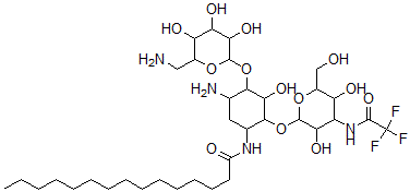 CAS#: 92396-07-1， N(1)-Pentadecanoyl-N(3'')-Trifluoracetylkanamycin A
