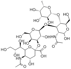 structure of CAS# 92448-22-1, 3'-Sialyl Lewis A;(2S,4S,5R,6R)-5-Acetamido-2-[(2R,3R,4S,5S,6R)-2-[(1R,2R,3R)-1-[(1R)-1-Acetamido-2-Oxo-Ethyl]-3,4-Dihydroxy-2-[(2S,3S,4R,5S,6S)-3,4,5-Trihydroxy-6-Methyl-Tetrahydropyran-2-Yl]Oxy-Butoxy]-3,5-Dihydroxy-6-(Hydroxymethyl)Tetrahydropyran-4-Yl]Oxy-4-Hydroxy-6-[
