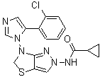 CAS#: 937037-96-2， N-{6-[5-(2-Chlorophenyl)-1H-imidazol-1-yl]-5,6-dihydro-2H-pyrazolo[3,4-d][1,3]thiazol-2-yl}cyclopropanecarboxamide