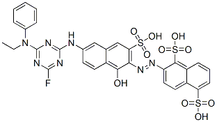 CAS#: 93778-51-9， 2-[[6-[[4-(Ethylphenylamino)-6-Fluoro-1,3,5-Triazin-2-Yl]Amino]-1-Hydroxy-3-Sulpho-2-Naphthyl]Azo]Naphthalene-1,5-Disulphonic Acid