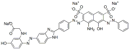 CAS#: 93857-61-5， N-[2-[[2-[4-[[1-Amino-8-Hydroxy-7-(Phenylazo)-3,6-Disulfo-2-Naphthalenyl]Azo]Phenyl]-1H-Benzimidazol-5-Yl]Azo]-5-Hydroxyphenyl]-Glycine Trisodium Salt