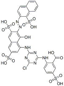 CAS#: 93919-17-6， 2-[[4-Chloro-6-[[8-Hydroxy-3,6-Disulpho-7-[(1-Sulpho-2-Naphthyl)Azo]-1-Naphthyl]Amino]-1,3,5-Triazin-2-Yl]Amino]-5-Sulphobenzoic Acid