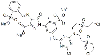 CAS#: 94021-10-0， Trisodium 1-[5-[[4-[Bis[2-[(2-Chloroethyl)Sulphonyl]Ethyl]Amino]-6-Chloro-1,3,5-Triazin-2-Yl]Amino]-2-Methyl-3-Sulphonatophenyl]-4,5-Dihydro-5-Oxo-4-[(2-Sulphonatophenyl)Azo]-1H-Pyrazole-3-Carboxylate