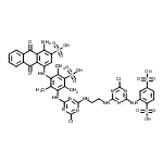 CAS#: 94021-16-6， 2-({4-[(2-{[4-({3-[(4-Amino-9,10-dioxo-3-sulfo-9,10-dihydro-1-anthracenyl)amino]-2,4,6-trimethyl-5-sulfophenyl}amino)-6-chloro-1,3,5-triazin-2-yl]amino}ethyl)amino]-6-chloro-1,3,5-triazin-2-yl}amino)- 1,4-benzenedisulfonic acid