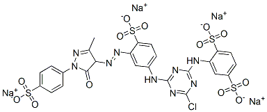 CAS#: 94042-73-6， 2-[[4-Chloro-6-[[3-[2-[4,5-Dihydro-3-Methyl-5-Oxo-1-(4-Sulfophenyl)-1H-Pyrazol-4-Yl]Diazenyl]-4-Sulfophenyl]Amino]-1,3,5-Triazin-2-Yl]Amino]-1,4-Benzenedisulfonicacid Sodium Salt (1:4)