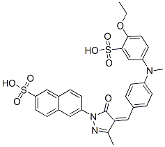 CAS#: 94158-29-9， 6-[4-[[4-[(4-Ethoxy-3-Sulphophenyl)Methylamino]Phenyl]Methylene]-4,5-Dihydro-3-Methyl-5-Oxo-1H-Pyrazol-1-Yl]Naphthalene-2-Sulphonic Acid