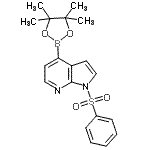 structure of CAS# 942919-24-6, 1-(Phenylsulfonyl)-4-(4,4,5,5-tetramethyl-1,3,2-dioxaborolan-2-yl)-1H-pyrrolo[2,3-b]pyridine;1-(Benzen<wbr>esulfonyl<wbr>)-4-(4,4,<wbr>5,5-tetra<wbr>methyl-1,<wbr>3,2-dioxa<wbr>borolan-2<wbr>-yl)pyrro<wbr>lo[2,3-b]<wbr>pyridine;1H-Pyrrol<wbr>o[2,3-b]p<wbr>yridine, <wbr>1-(phenyl<wbr>sulfonyl)<wbr>-4-(4,4,5<wbr>,5-tetram<wbr>ethyl-1,3<wbr>,2-dioxab<wbr>orolan-2-<wbr>yl)-;1H-Pyrrol<wbr>o[2,3-b]p<wbr>yridine, <wbr>1-[(4-met<wbr>hylphenyl<wbr>)sulfonyl<wbr>]-4-(4,4,<wbr>5,5-tetra<wbr>methyl-1,<wbr>3,2-dioxa<wbr>borolan-2<wbr>-yl)-