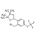structure of CAS# 957066-13-6, 2-[2-(Bromomethyl)-4-(trifluoromethoxy)phenyl]-4,4,5,5-tetramethyl-1,3,2-dioxaborolane;2-(Bromom<wbr>ethyl)-4-<wbr>(trifluor<wbr>omethoxy)<wbr>benzenebo<wbr>ronic aci<wbr>d, pinaco<wbr>l ester;2-(Bromom<wbr>ethyl)-4-<wbr>(trifluor<wbr>omethoxy)<wbr>benzenebo<wbr>ronic aci<wbr>d, pinaco<wbr>l ester 9<wbr>5%;2-Bromoethyl-4-trifluoromethoxyphenylboronic acid