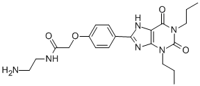 structure of CAS# 96865-92-8, 3,7-Diethyl-9-(4-(N-2-aminoethylcarboxamidomethoxy))phenylxanthine;N-(2-Aminoethyl)-2-[4-(2,6-Diketo-1,3-Dipropyl-7H-Purin-8-Yl)Phenoxy]Acetamide;N-(2-Aminoethyl)-2-[4-(2,6-Dioxo-1,3-Dipropyl-7H-Purin-8-Yl)Phenoxy]Ethanamide;8-(4-(((2-(4-Aminophenylacetylamino)Ethyl)Carbonyl)Methyl)Oxy)Phenyl-1,3-Dipropylxanthine