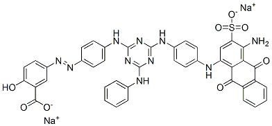 CAS#: 97721-74-9， Disodium 5-[[4-[[4-[[4-[(4-Amino-9,10-Dihydro-9,10-Dioxo-3-Sulphonato-1-Anthryl)Amino]Phenyl]Amino]-6-(Phenylamino)-1,3,5-Triazin-2-Yl]Amino]Phenyl]Azo]Salicylate