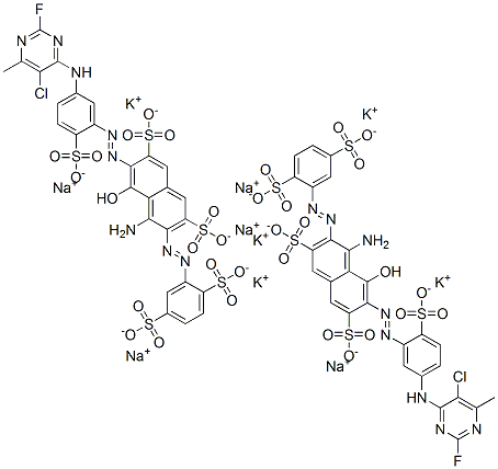 CAS#: 99129-26-7， 4-Amino-6-[[5-[(5-Chloro- 2-Fluoro-6-Methyl-4-Pyrimidinyl)Amino]-2-Sulfophenyl ]Azo]-3-[(2,5-Disulfophenyl)Azo]-5-Hydroxy-2,7-Naphthalenedisulfonic Acid Potassium Sodium Salt