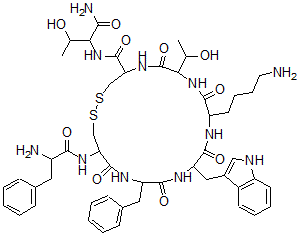 CAS#: 99685-66-2， D-Phenylalanyl-L-Cycteingyl-L-Phenylalanyl-D-Tryptoph Yl-L-Lysyl-L-Threonyl-L-Cysteinyl-L-Threoninamide Cyclic (2-7)-Disulfide