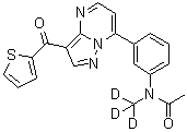 N-(Methyl-d<sub>3</sub>)-N-[3-[3-(2-thienylcarbonyl)pyrazolo[1,5-a]pyrimidin-7-yl]phenyl]acetamide molecular structure (CAS 1001083-37-9)