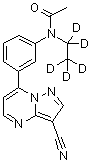 N-[3-(3-Cyanopyrazolo[1,5-a]pyrimidin-7-yl)phenyl]-N-(ethyl-1,1,2,2,2-d<sub>5</sub>)-acetamide molecular structure (CAS 1001083-56-2)