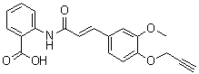 结构式 CAS# 1001288-58-9, (E)-2-[[3-(3-甲氧基-4-炔丙基氧基)苯基)-1-氧代-2-丙烯基]氨基]苯甲酸