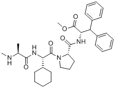 methyl 1-{(2S)-2-cyclohexyl-2-[(N-methyl-L-alanyl)amino]acetyl}-L-prolyl-beta-phenyl-L-phenylalaninate molecular structure (CAS 1001600-54-9)