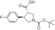 (3S,4R)-1-(tert-Butoxycarbonyl)-4-(4-fluorophenyl)pyrrolidine-3-carboxylic acid molecular structure (CAS 1002732-10-6)