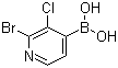 structure of CAS# 1003043-31-9, 2-Bromo-3-chloropyridine-4-boronic acid