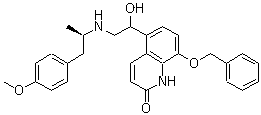 5-[(1R)-1-羟基-2-[[(1R)-2-(4-甲氧基苯基)-1-甲基乙基]氨基]乙基]-8-(苄氧基)-2(1H)-喹啉酮分子结构 (CAS 100429-06-9)