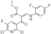 Ethyl 2-(2,6-dichloro-5-fluoropyridin-3-carbonyl)-3-(2,4-difluorphenylamino)acrylate molecular structure (CAS 100490-99-1)