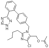 structure of CAS# 1006062-27-6, O-Acetyl losartan;2-Butyl-4-chloro-1-[[2'-(2H-tetrazol-5-yl)[1,1'-biphenyl]-4-yl]methyl]-1H-imidazole-5-methanol 5-acetate