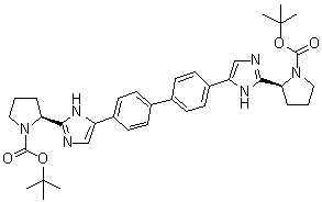 (2S,2'S)-2,2'-([1,1'-联苯]-4,4'-二基二-1H-咪唑-5,2-二基)二-1-吡咯烷羧酸 1,1'-二叔丁基酯分子结构 (CAS 1007882-23-6)