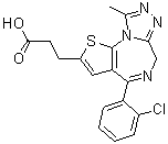 4-(2-Chlorophenyl)-9-methyl-6H-thieno[3,2-f][1,2,4]triazolo[4,3-a][1,4]diazepine-2-propanoic acid molecular structure (CAS 100826-98-0)