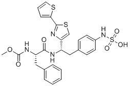 C-Methyl N-[(1S)-2-oxo-1-(phenylmethyl)-2-[[(1S)-2-[4-(sulfoamino)phenyl]-1-[2-(2-thienyl)-4-thiazolyl]ethyl]amino]ethyl]carbamate molecular structure (CAS 1008510-37-9)