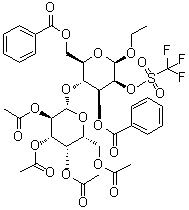 Ethyl 4-O-(2,3,4,6-tetra-O-acetyl-beta-D-galactopyranosyl)-beta-D-mannopyranoside 3,6-dibenzoate 2-(1,1,1-trifluoromethanesulfonate) molecular structure (CAS 1008750-65-9)