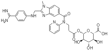 N-[[2-[[[4-(Aminoiminomethyl)phenyl]amino]methyl]-1-methyl-1H-benzimidazol-5-yl]carbonyl]-N-2-pyridinyl-beta-alanine beta-D-glucopyranuronosyl ester molecular structure (CAS 1015167-40-4)