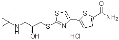 (S)-5-[2-[[3-[(1,1-Dimethylethyl)amino]-2-hydroxypropyl]thio]-4-thiazolyl]-2-thiophenecarboxamide monohydrochloride molecular structure (CAS 101540-26-5)