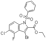 3-溴-5-氯-4-氟-1-(苯磺酰基)-1H-吲哚-2-羧酸乙酯分子结构 (CAS 1018450-46-8)