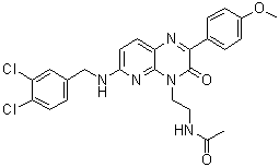 structure of CAS# 1018674-83-3, N-[2-[6-[[(3,4-Dichlorophenyl)methyl]amino]-2-(4-methoxyphenyl)-3-oxo-3,4-dihydropyrido[2,3-b]pyrazin-4-yl]ethyl]acetamide