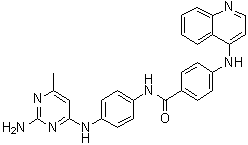N-[4-[(2-Amino-6-methyl-4-pyrimidinyl)amino]phenyl]-4-(4-quinolinylamino)benzamide molecular structure (CAS 1020149-73-8)