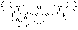 2-(2-[2-氯-3-([1,3-二氢-1,3,3-三甲基-2H-吲哚-2-亚基]乙亚基)-1-环己烯-1-基]乙烯基)-1,3,3-三甲基-3H-吲哚鎓高氯酸盐分子结构 (CAS 102185-03-5)